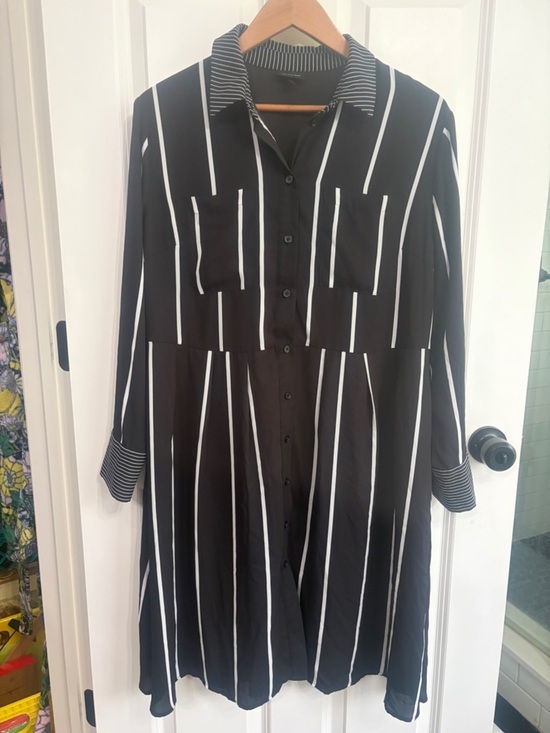 Who What Wear Dresses & Skirts - Who What Wear Black and White  Stripe Long Sleeve Shirt Dress size X or XL